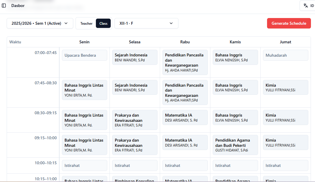 Sistem Informasi Penjadwalan